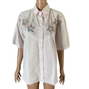 Vintage Jane Ashley Blouse Womens Large Beaded Embroidered Sequins Pale Pink